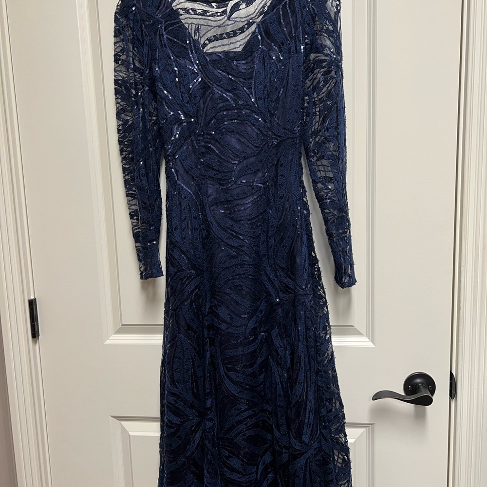 Tahari Blue Long Sleeve Bishop Gown for Weddings